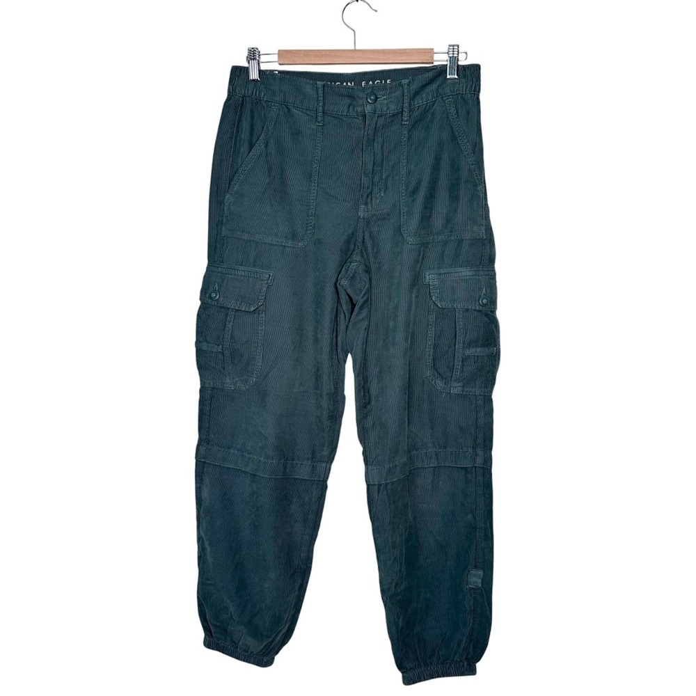 American Eagle Green Corduroy Baggy Jogger Cargo Pants Size 6